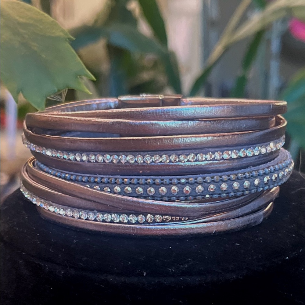 Dazzling Silver Tone and Crystal Magnetic Bracelet